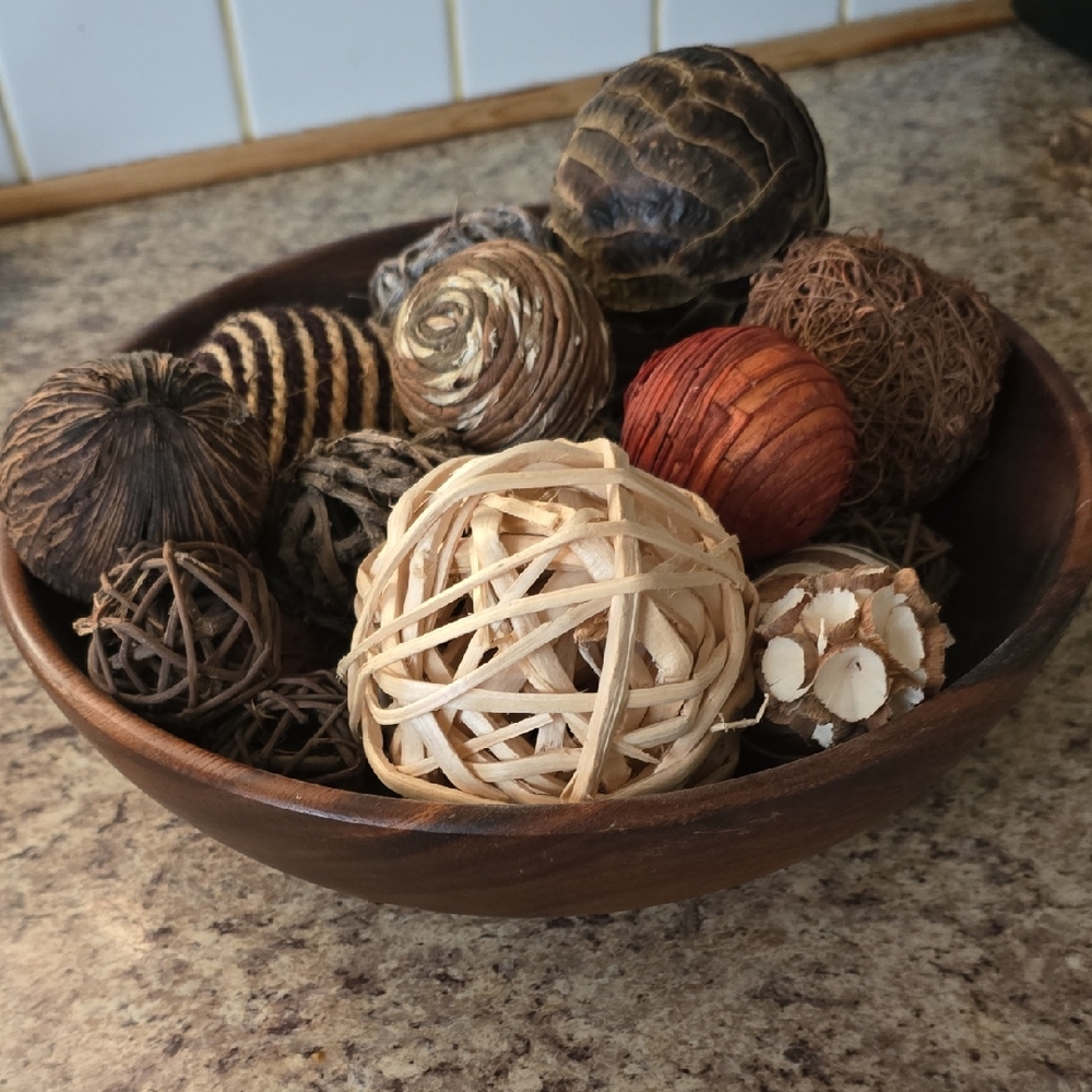 Decorative Bowl with Assorted Natural Spheres